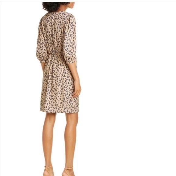 NWT Rebecca Taylor Silk Tie Front Cheetah Mini Dress Size 6 reg. $495 - Picture 4 of 9